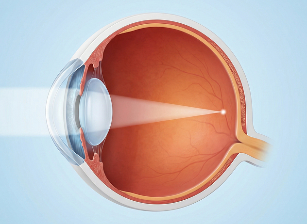 Zdrowe oko z prawidłowo funkcjonującymi fotoreceptorami